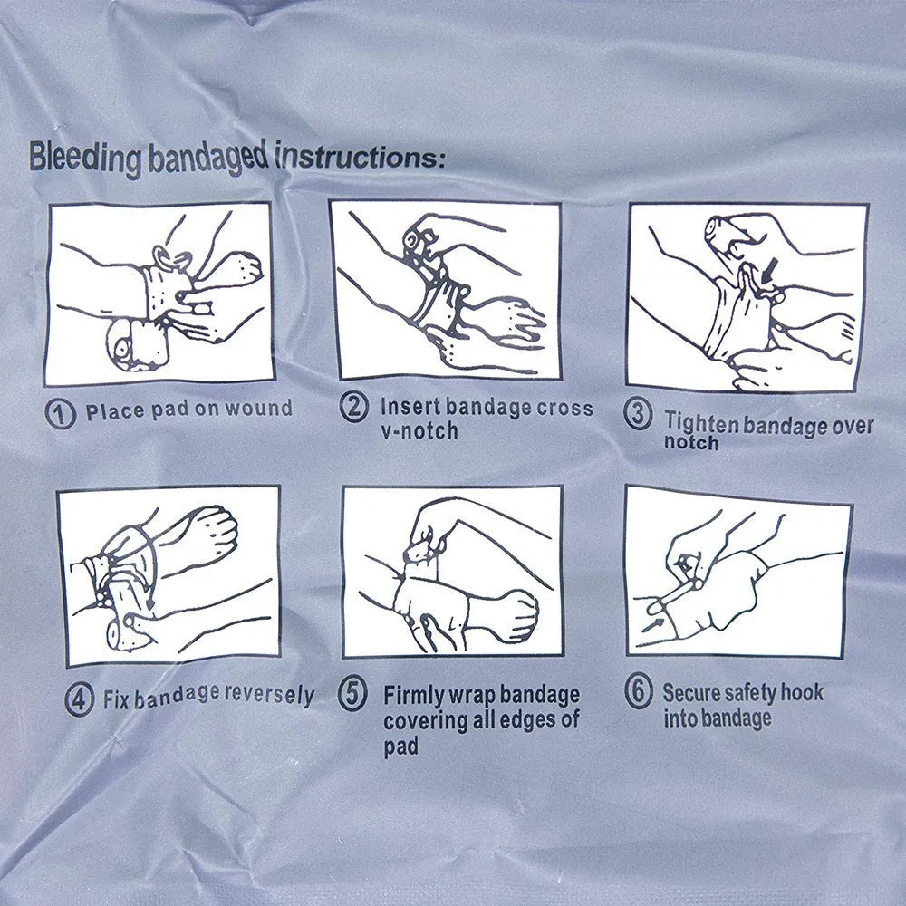 Portable outdoor hemostatic bandage and tactical gauze tape in 4-inch and 6-inch sizes.