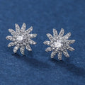 SUNFLOWER advanced ear studs in gold white and platinum white with zircon mosaic on copper base