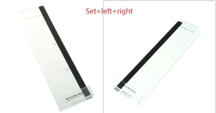 Clear acrylic monitor message memo board with suction mount, showing a post-it note attached, in a modern simple style