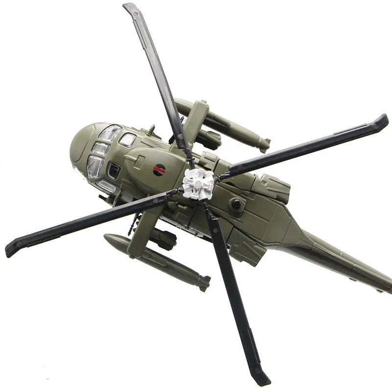 Black Hawk Gunship alloy military model helicopter toy with flash function in green camouflage colour