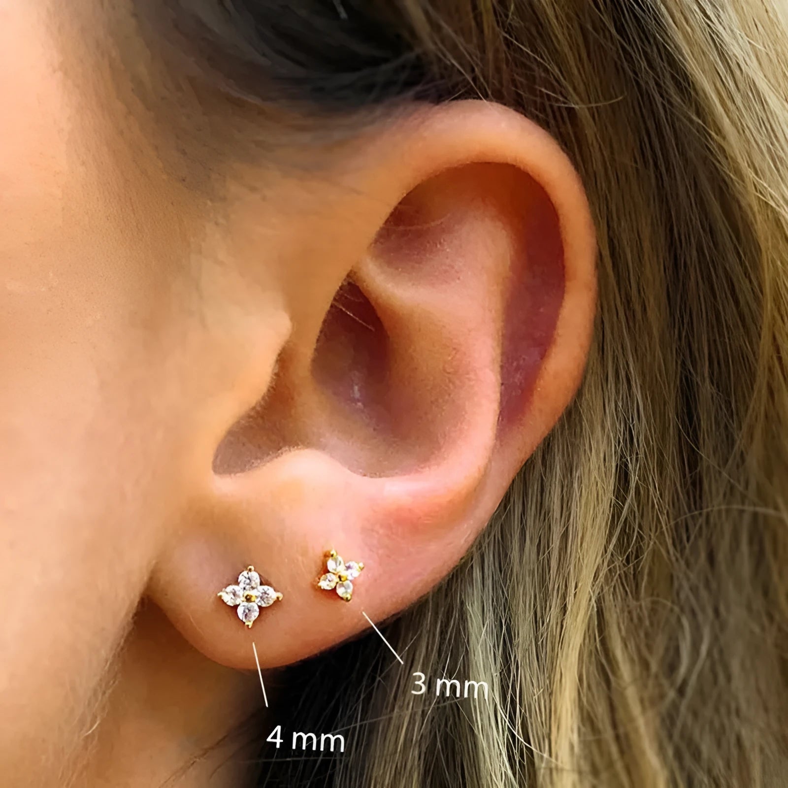 S925 sterling silver petal crystal flowers stud earrings in gold and platinum finishes.