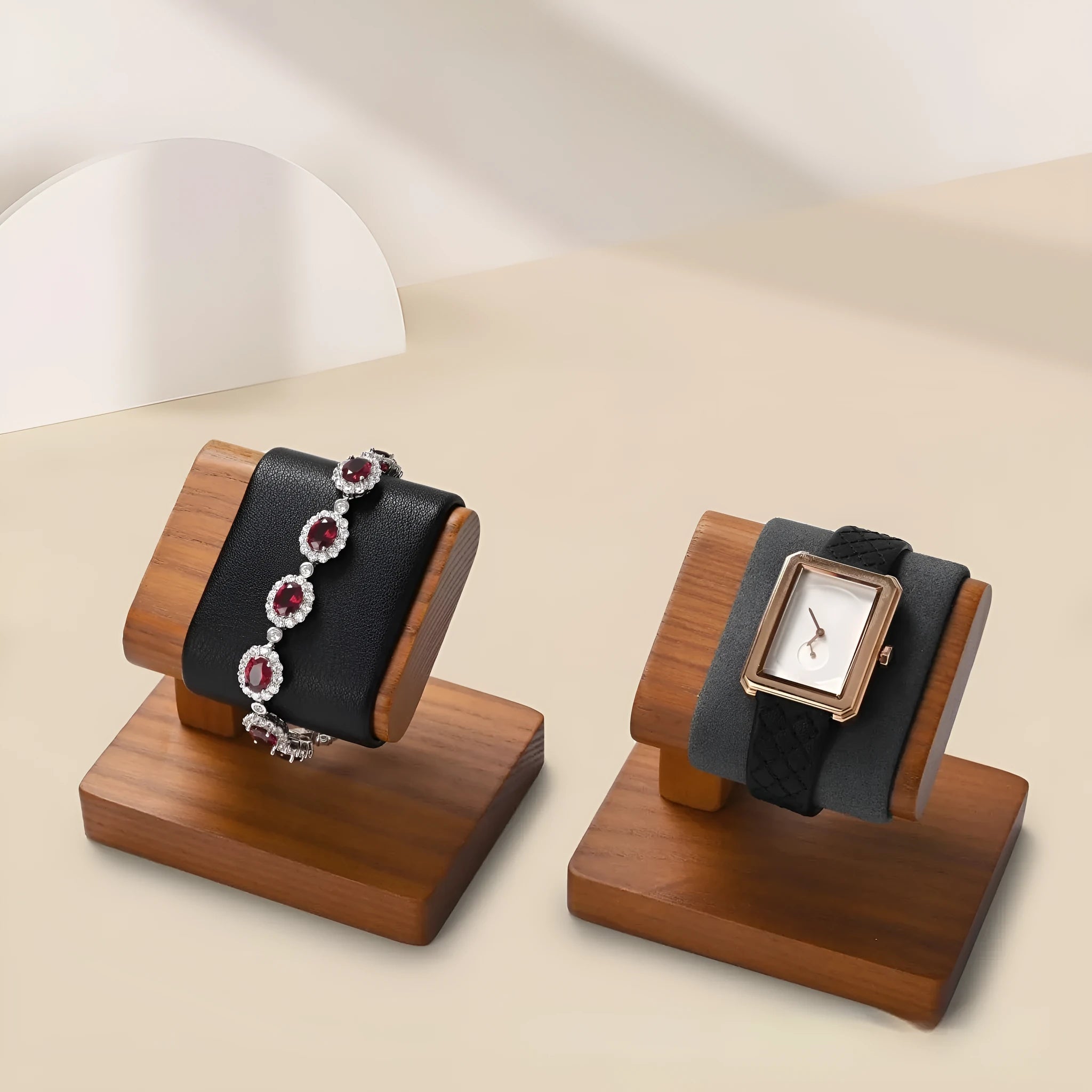 Wooden single table display stand with wood grain finish for desktop decoration