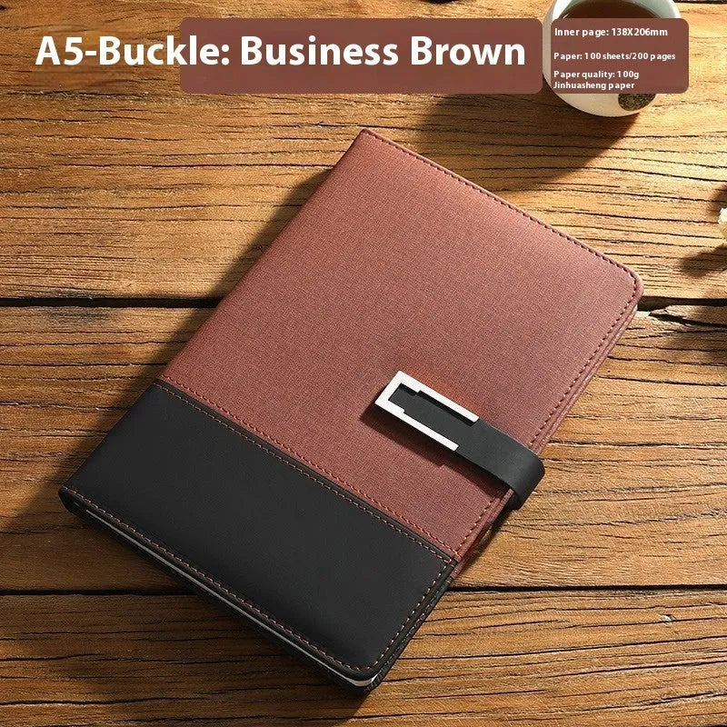 A5 notebook with pu leather cover in multiple colour options including brown, black, green, blue, and red.