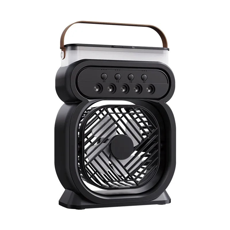 Black portable air conditioner evaporative cooler with LED lights and humidifier function