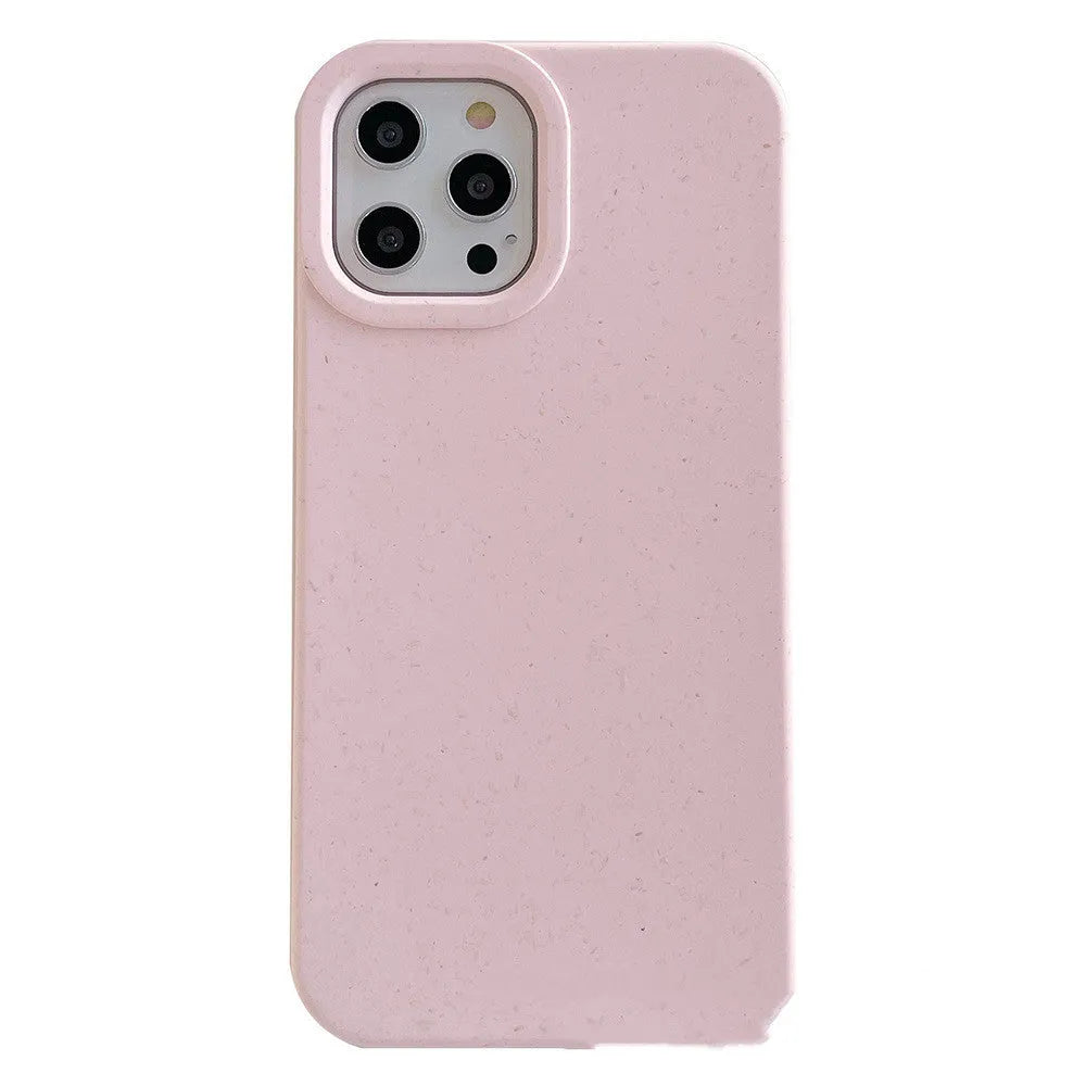 Fully degradable wheat straw phone case for Apple iPhone on a white background.