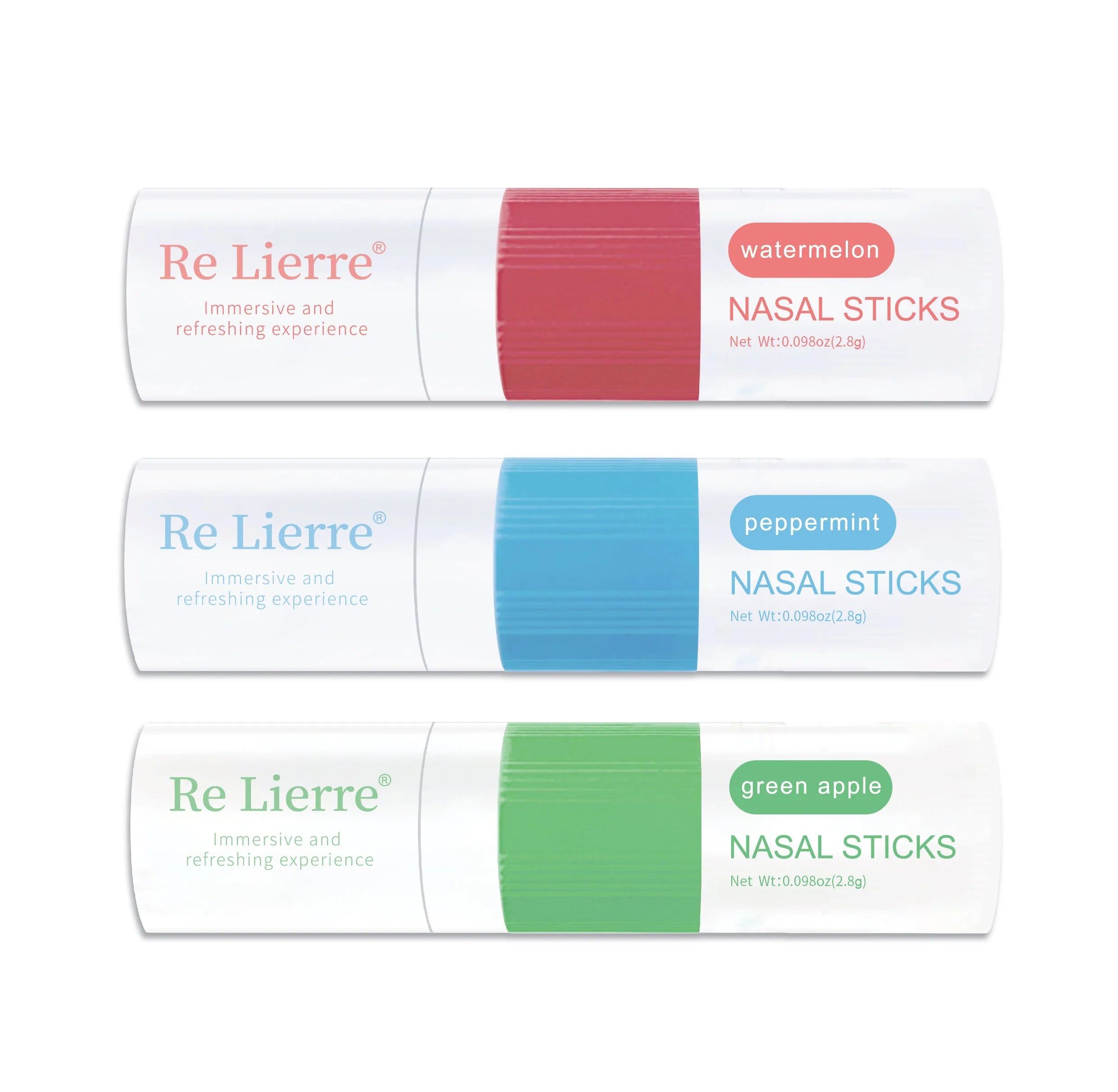 Re Lierre 3-in-1 Nasal Bar in cyan with nasal aspirator, nasal spray, and two ear cleaners on a white background