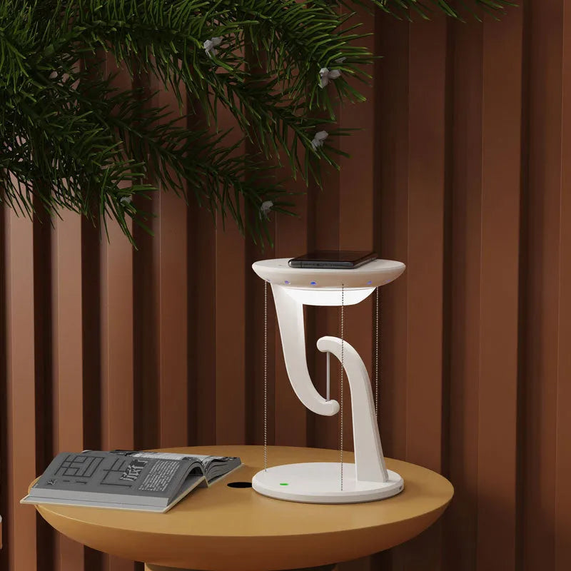 Creative smart wireless phone charger suspension lamp, white, 160x230mm, with USB power cable
