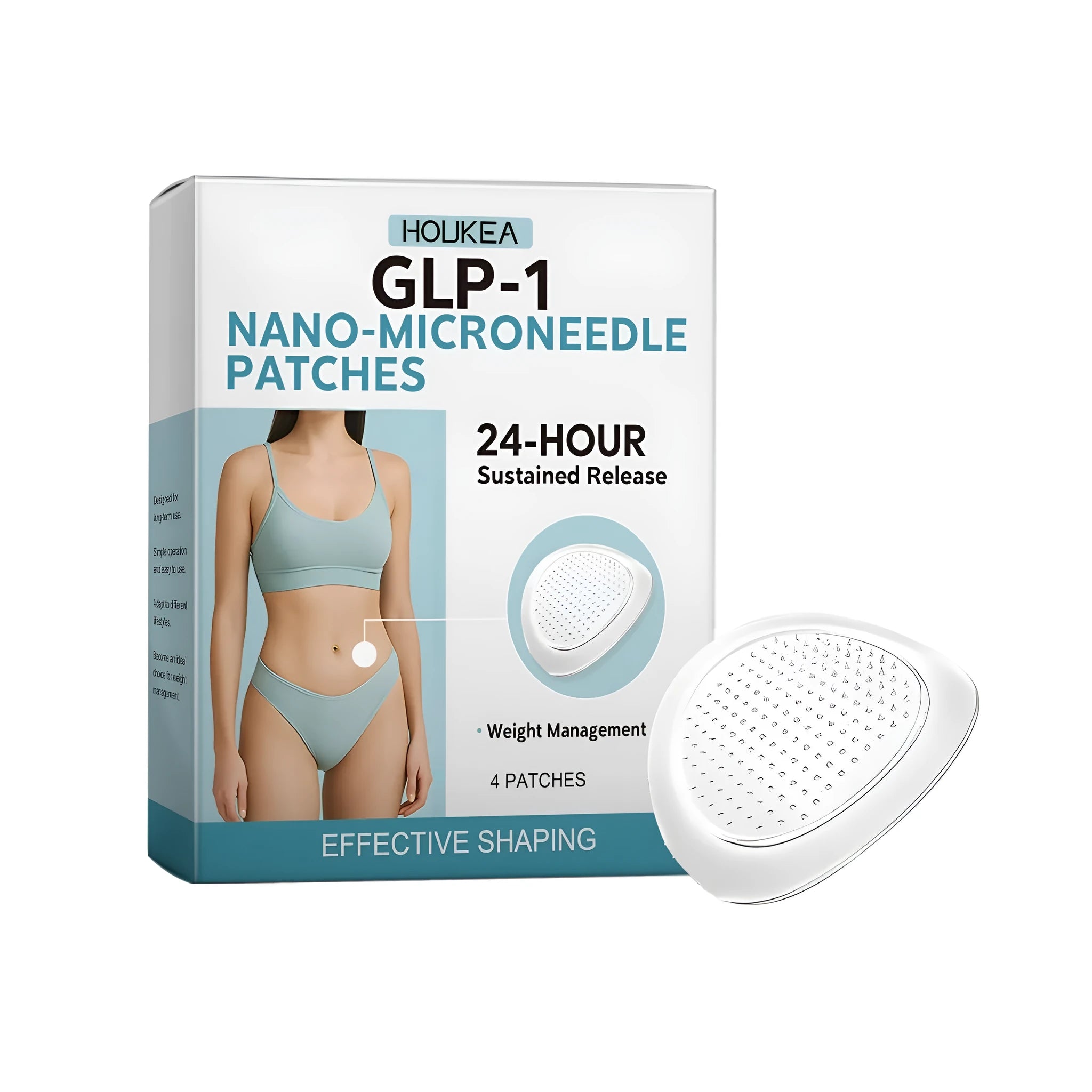 Four individual nano-microneedle skincare patches for facial application.