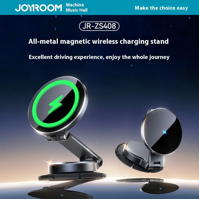 Black wireless charging car phone holder with zinc alloy bracket and universal phone clip