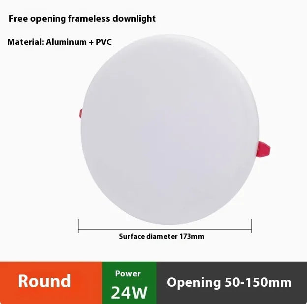 Ultra-thin square and circle aluminium LED panel lights with adjustable mounting holes.