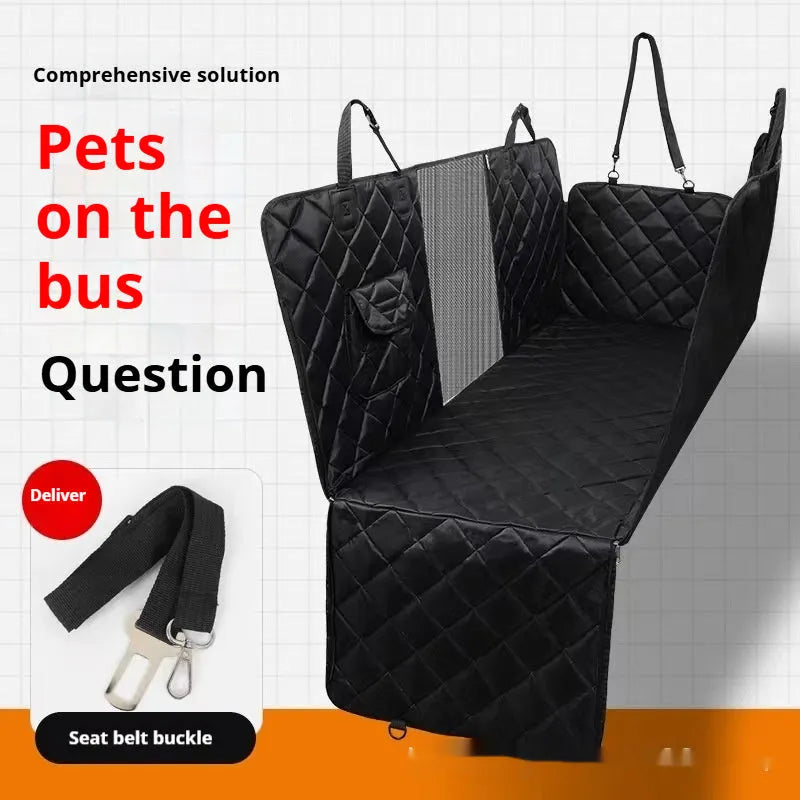 Cloth pet car mat for dogs on a vehicle seat, shown in black and grey colour options.