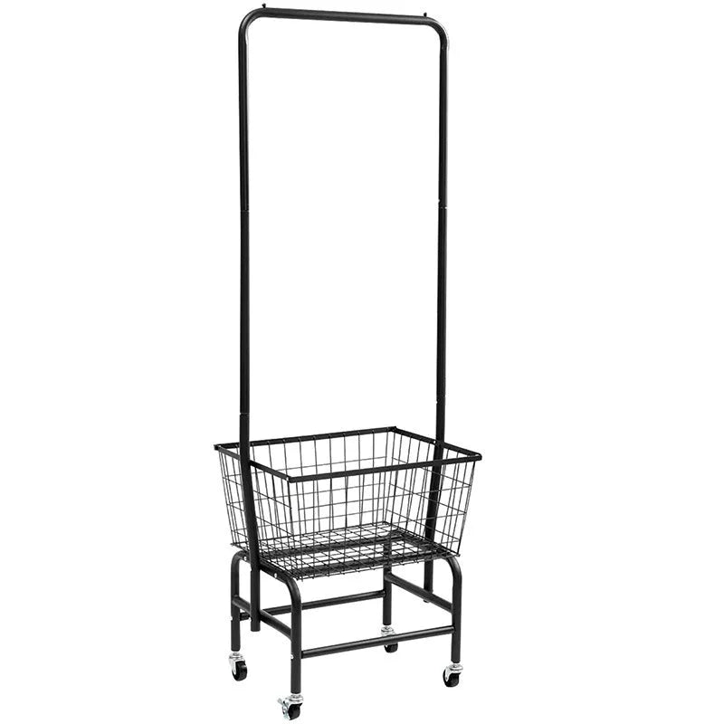 Single rod iron pulley storage cart with extendable rail in black or white finish
