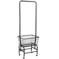 Single rod iron pulley storage cart with extendable rail in black or white finish