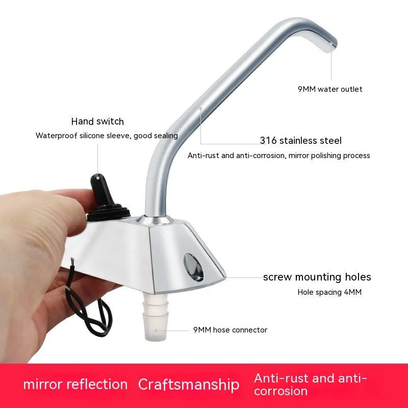 Electronic control RV rotating faucet with mirror-polished 316 stainless steel construction