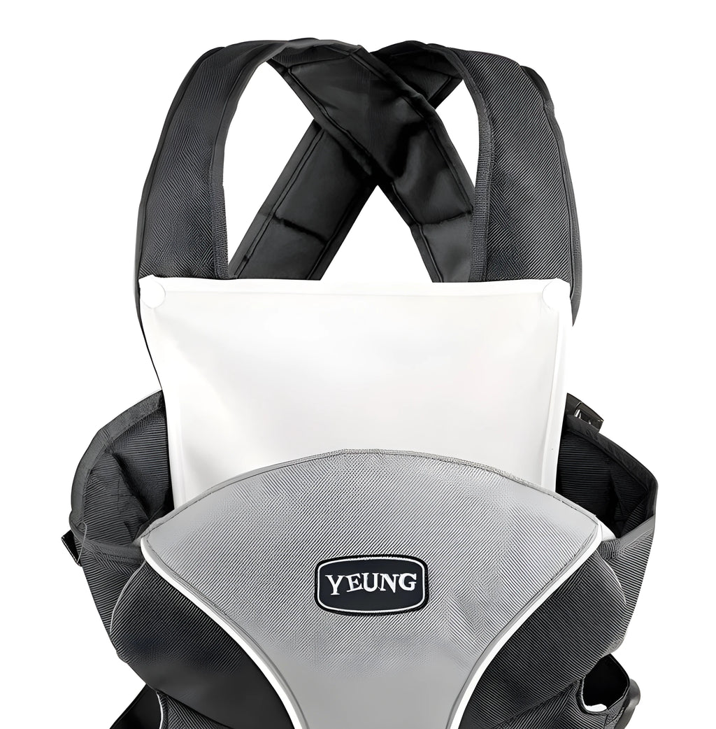 Double-shoulder baby carrier in blue colour with front-facing position