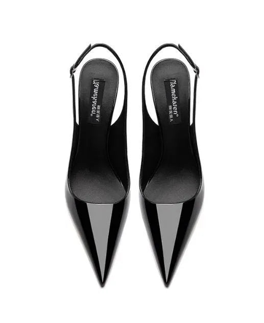 Women's nude PU leather ankle-strap high heels with hollow design and button fastening