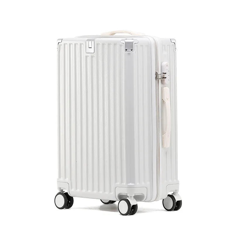 Hard shell aluminium frame luggage in avocado green with USB port and universal wheels.