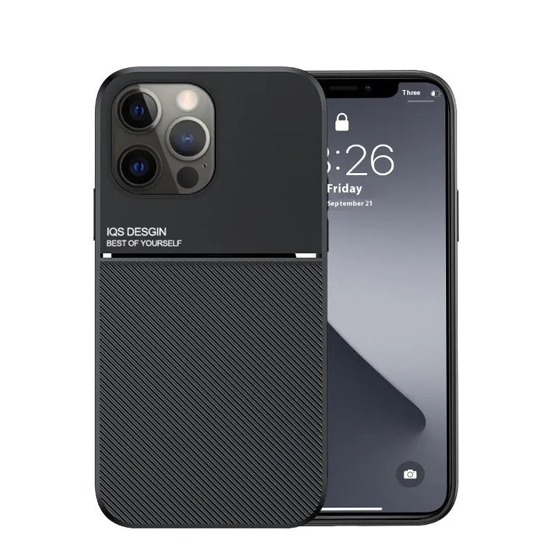 Silicone magnetic phone case for Apple iPhone 14 Pro Max in black with textured pattern and goat bar design