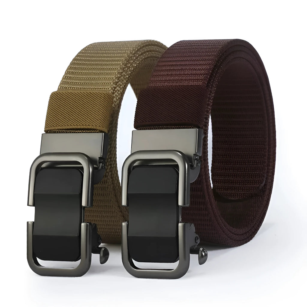 Toothless nylon canvas men's belt with alloy buckle in multiple colour options