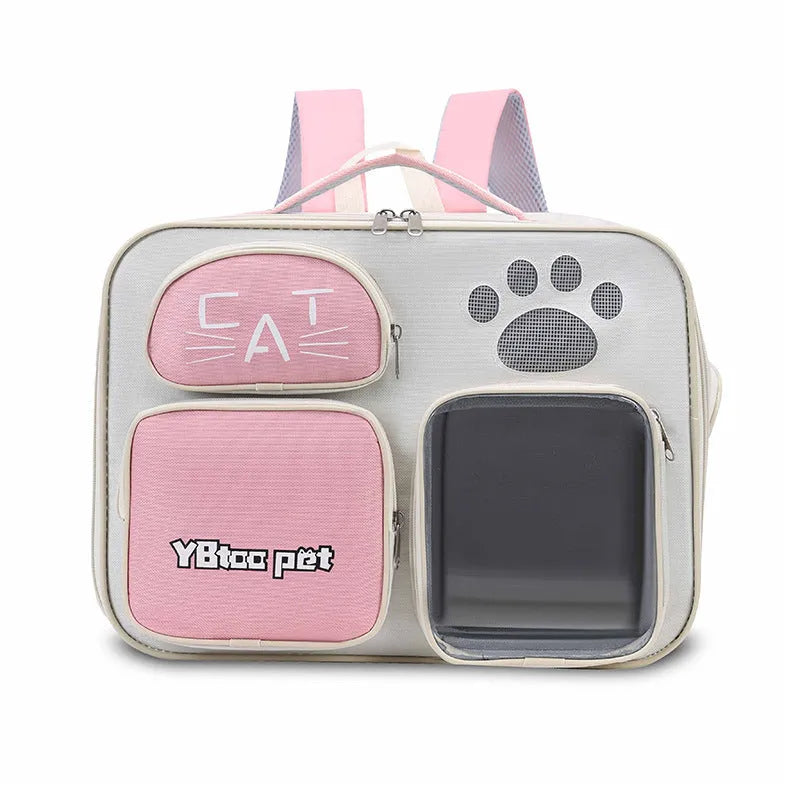 Portable cat and dog outdoor one shoulder messenger bag in nylon, cartoon pattern, multiple colours