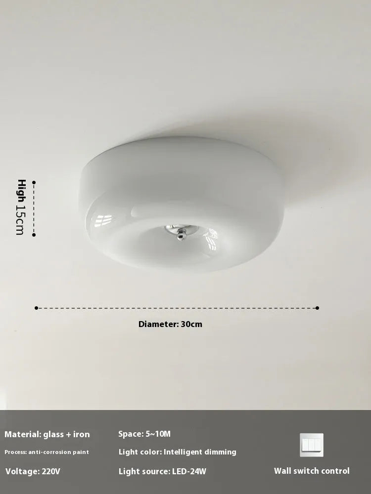 Cream colour middle ancient style bedroom ceiling lamp with three-colour light function.