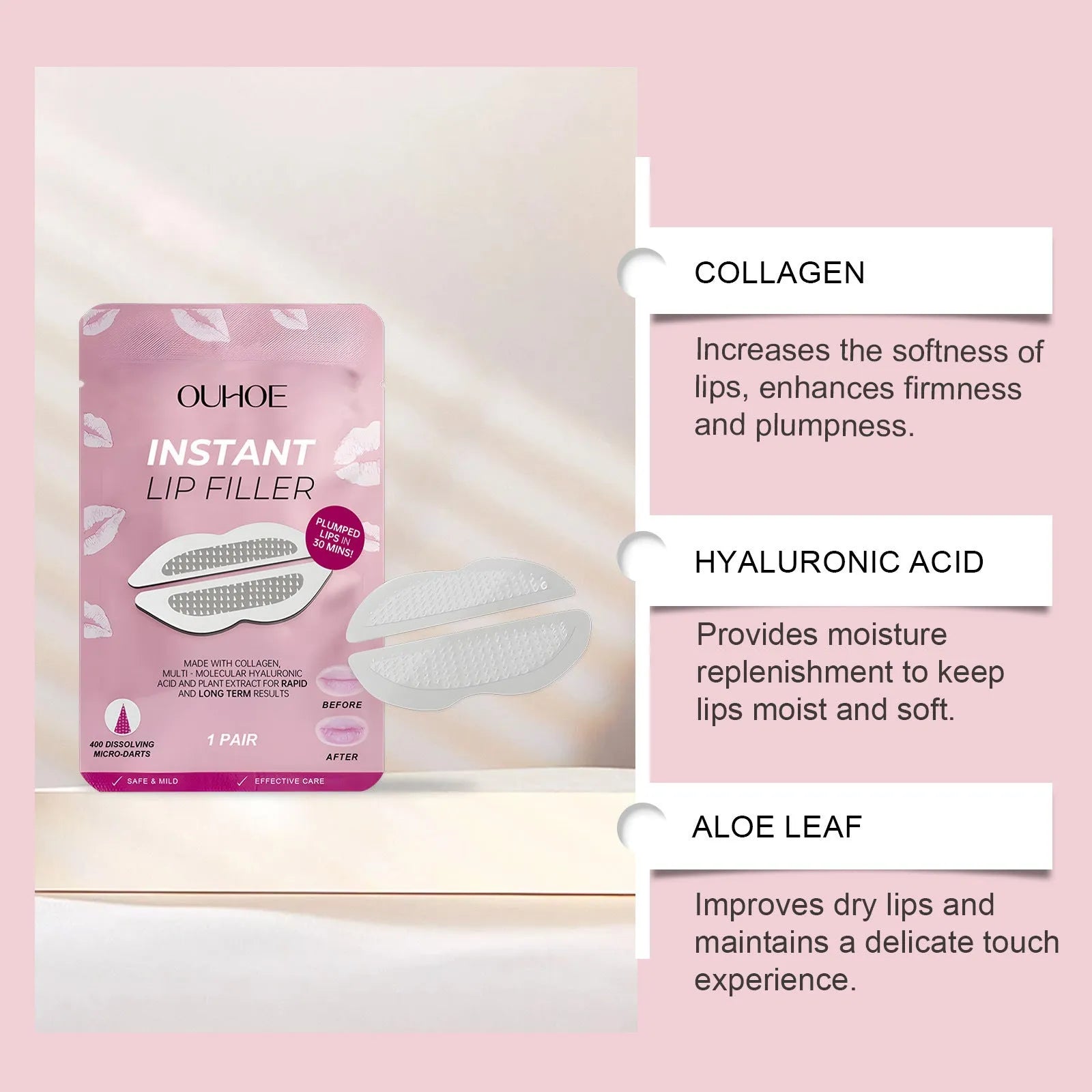 Silicone lip nursing adhesive bandage pair with care paste, dimensions 8cm x 12cm