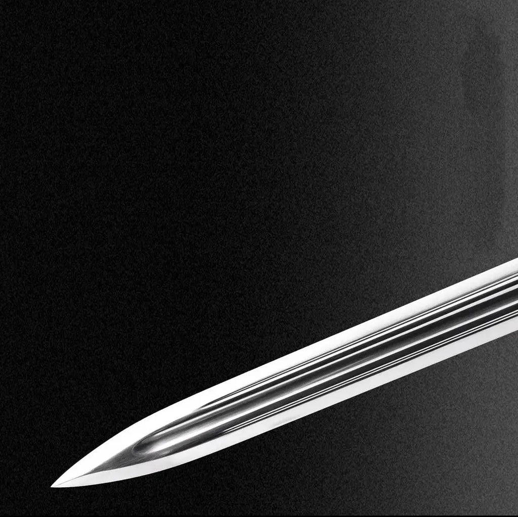 Yuling black 65 manganese steel integral sword with leather-covered scabbard
