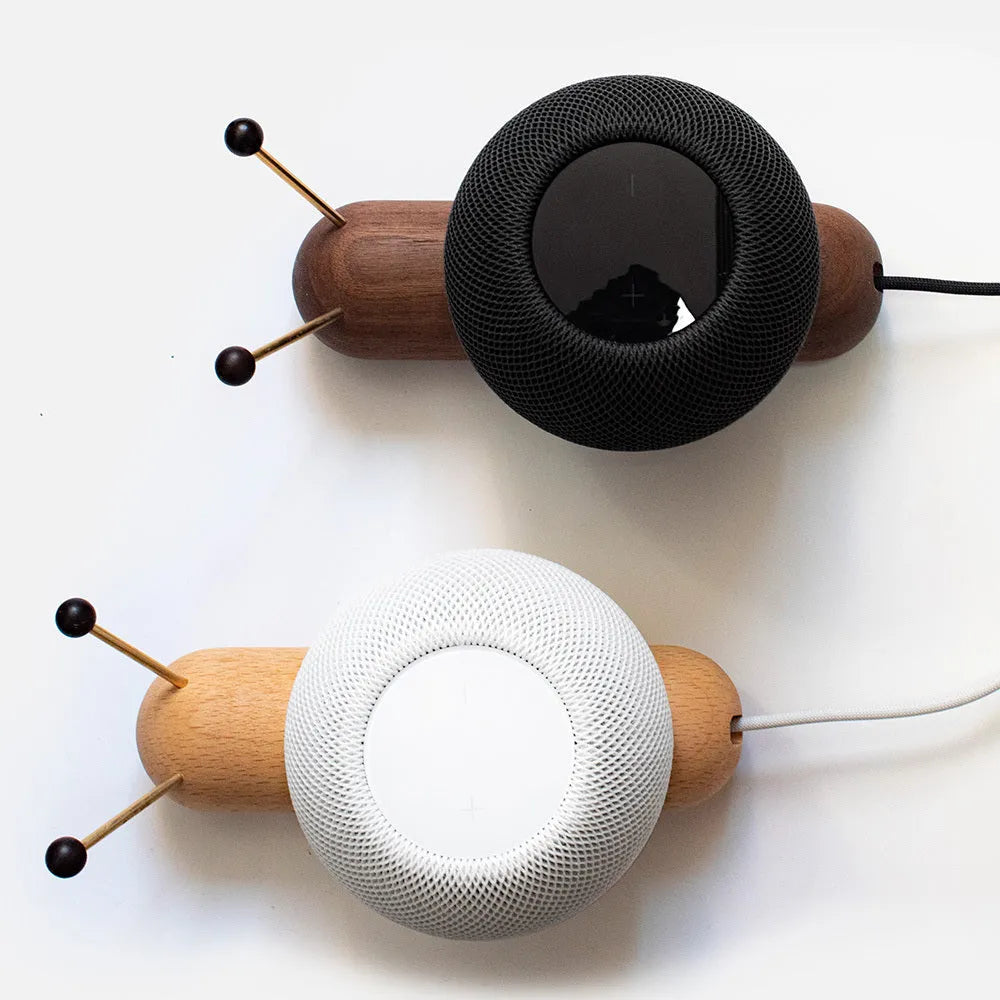 Khaki brown non-slip desktop bracket holder for a Bluetooth speaker like the HomePod.