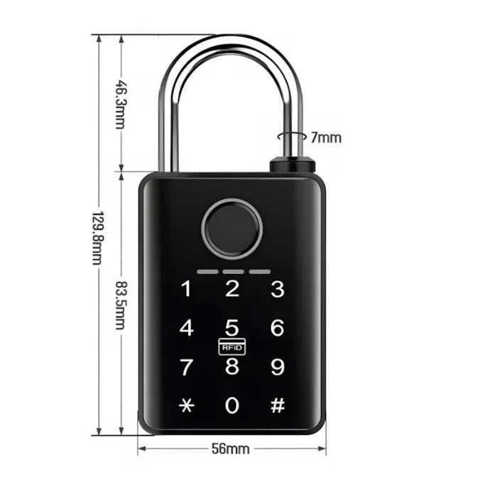 Control fingerprint large padlock with 7mm or 10mm lock beam for outdoor warehouse and box truck security