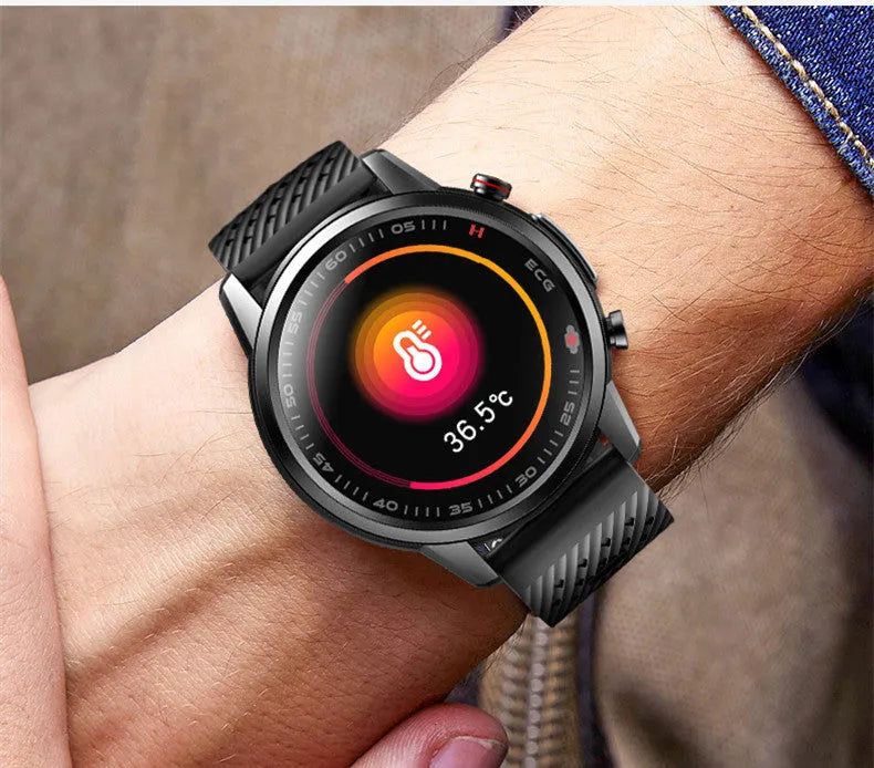 F800 ECG blood pressure sports smart watch with black TPU wristband and touch screen