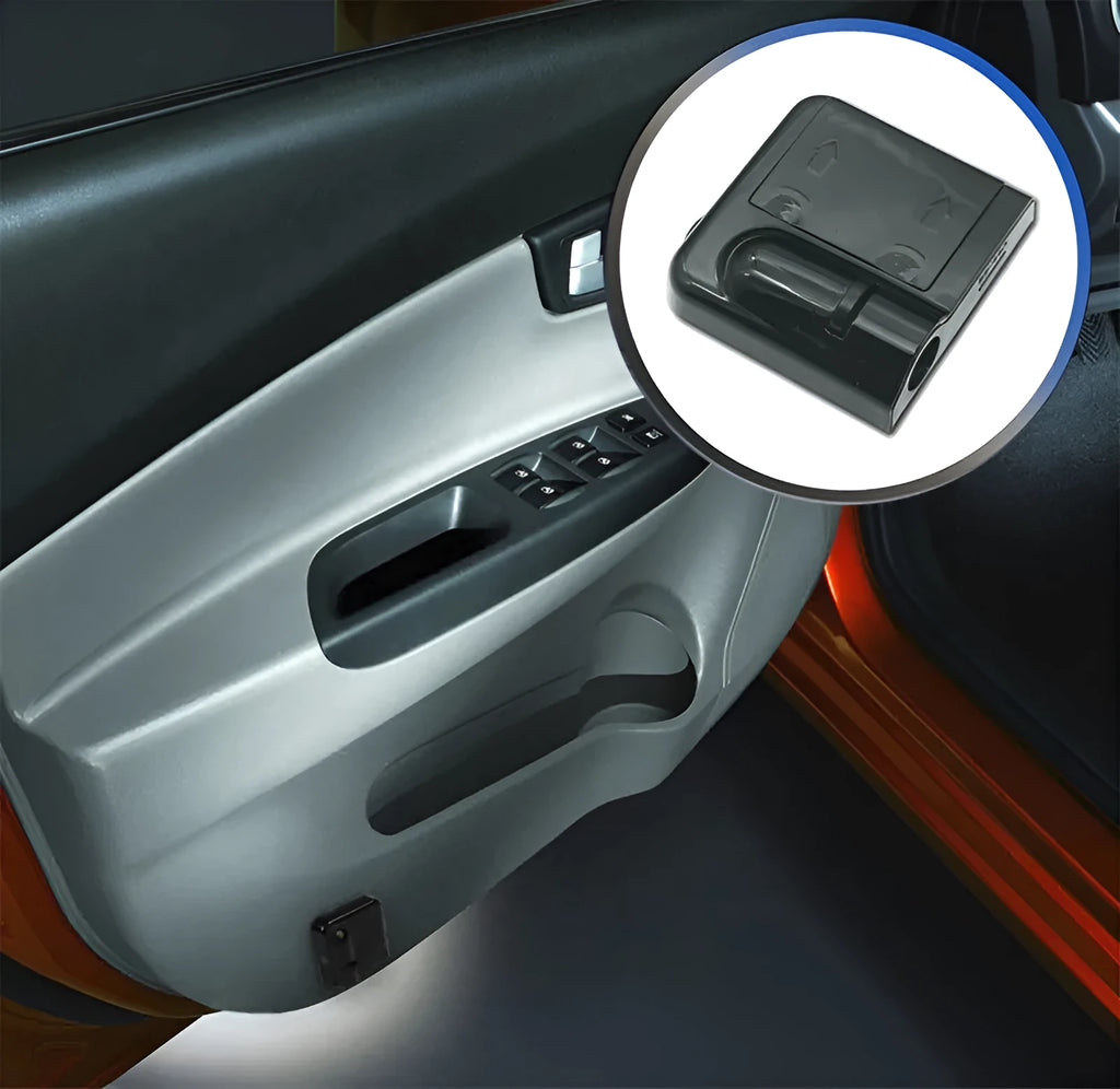 Black wireless car door projection welcome light, 2PCS, 6.5x6.3x1.5cm, LED logo display for left and right doors