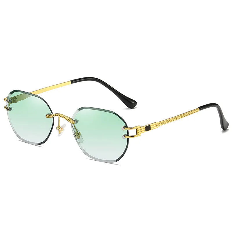 Gold frame sunglasses with gradient lenses in blue, grey, tea, pink, green and purple colour options