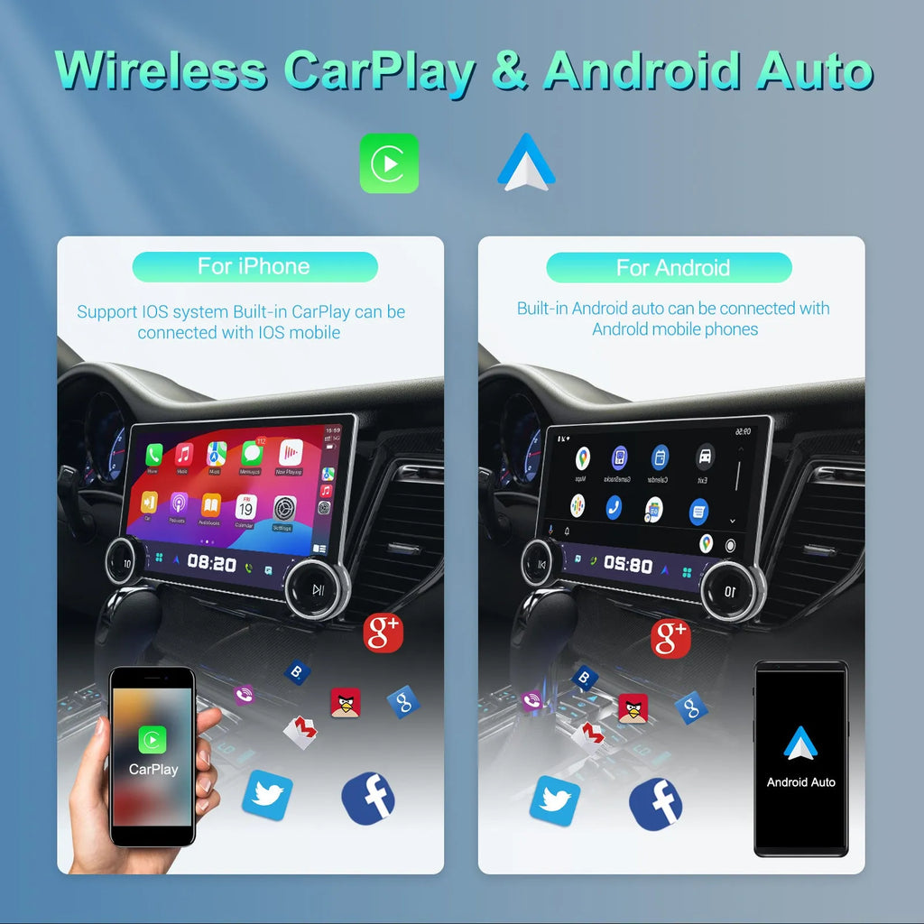 11.8-inch double knob Android car multimedia player with QLED screen and wireless CarPlay