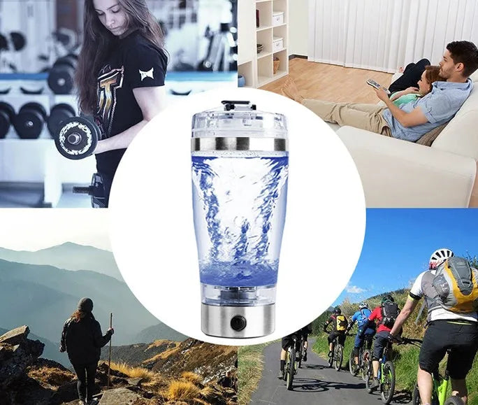 Electric protein shaker cup 450ml 600ml with USB Type-C and stainless steel colour