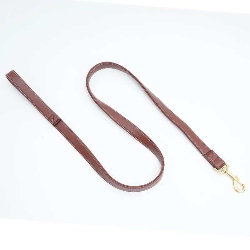 PU leather pet traction belt in black or maroon with chain ring attachment