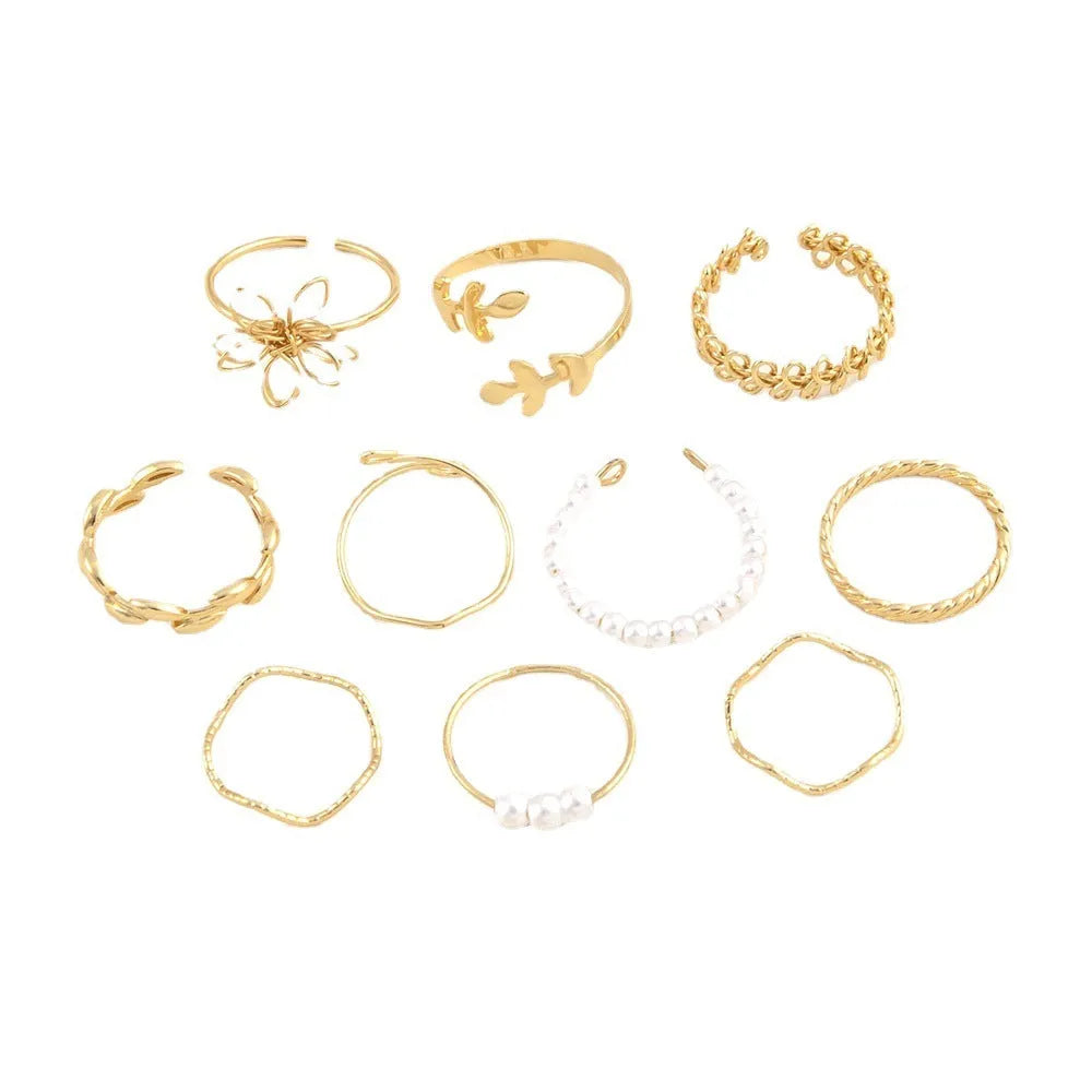 Gold colour openwork flower ring for women with glossy electroplated finish