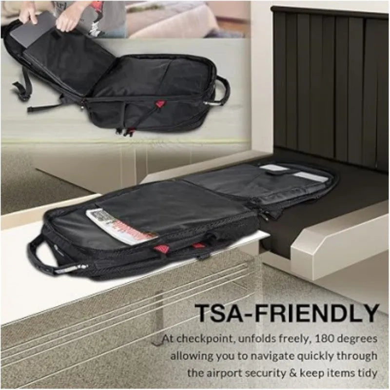 Large black USB charging backpack with curved shoulder straps showing external USB port and Oxford cloth texture