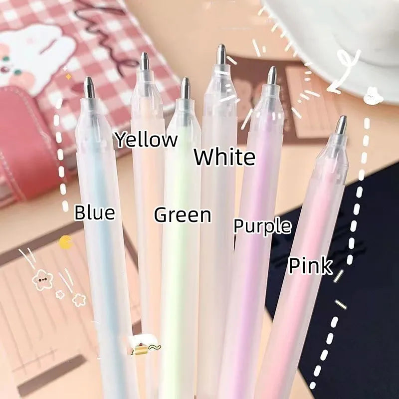 Plastic macaroon dispensing pen with cap-pulling mechanism in six colour options