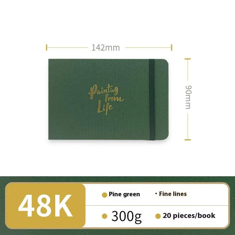 Feiluniao handmade fabric watercolour sketchbook with decorative cover, 185mm long.