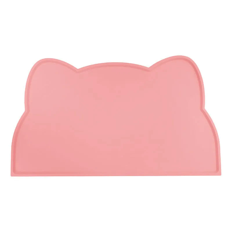 Cat head shaped silicone pet feeding mat in blue colour measuring 44cm by 24cm