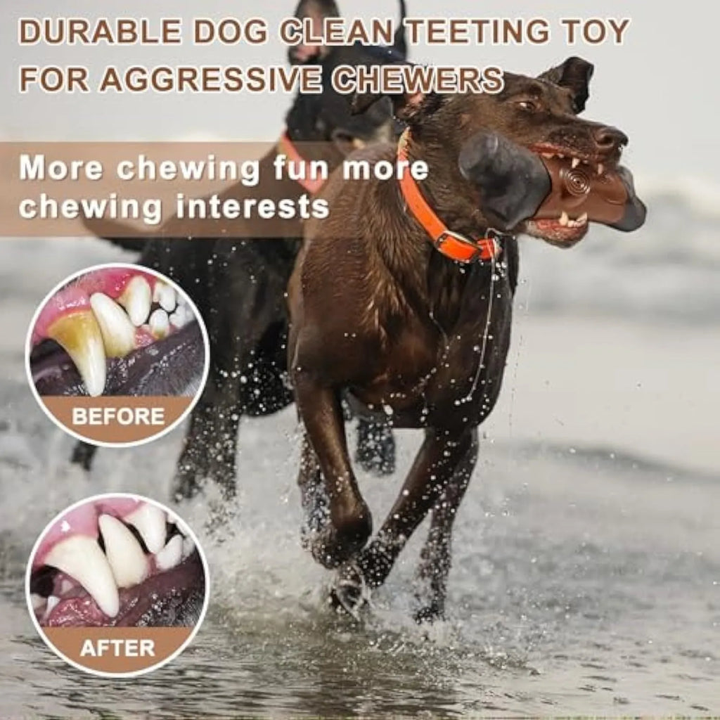 Large branch-shaped nylon dog toy for aggressive chewers with built-in squeaker and bacon flavour.