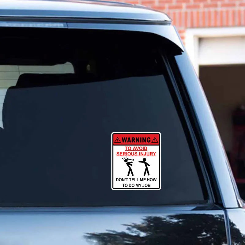 Car glass warning sticker with adhesive backing measuring 14.9cm by 12.6cm in type a hit colour