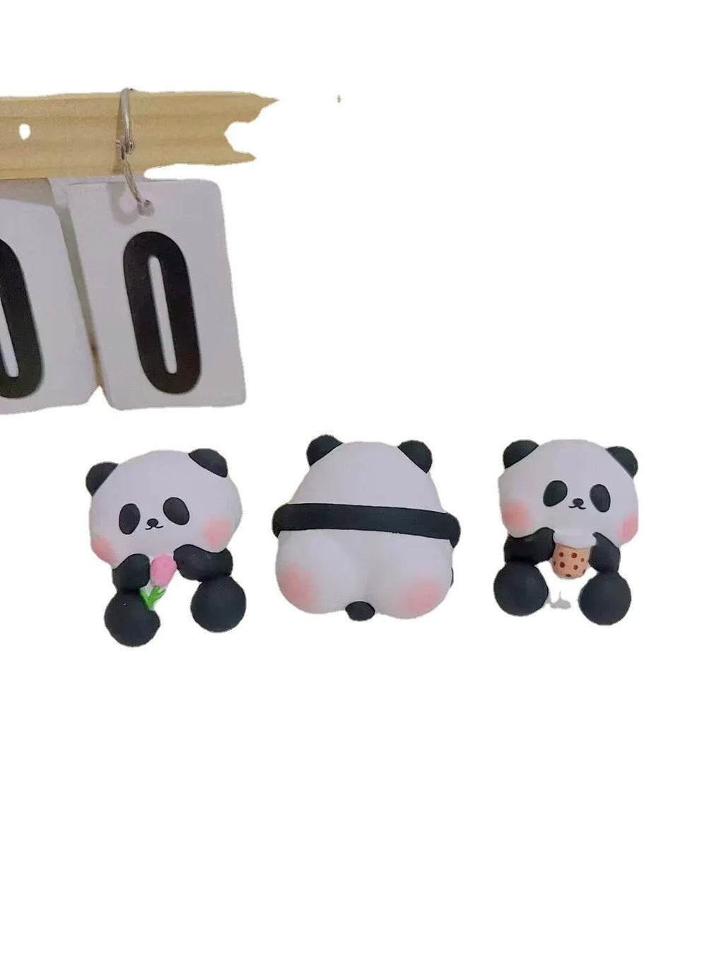 Panda car vent perfume diffuser with milk tea, flower and back panda designs