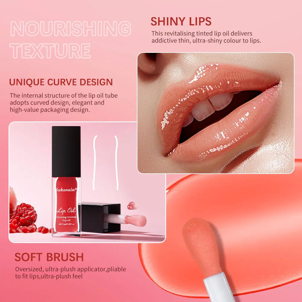 Glow Lip Gloss tube showing seven colour options with 8ml net content for nourishing moisturising lip care