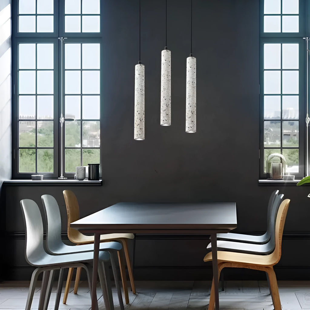Nordic industrial terrazzo chandelier pendant light 40cm cement finish with white black red or blue terrazzo accents