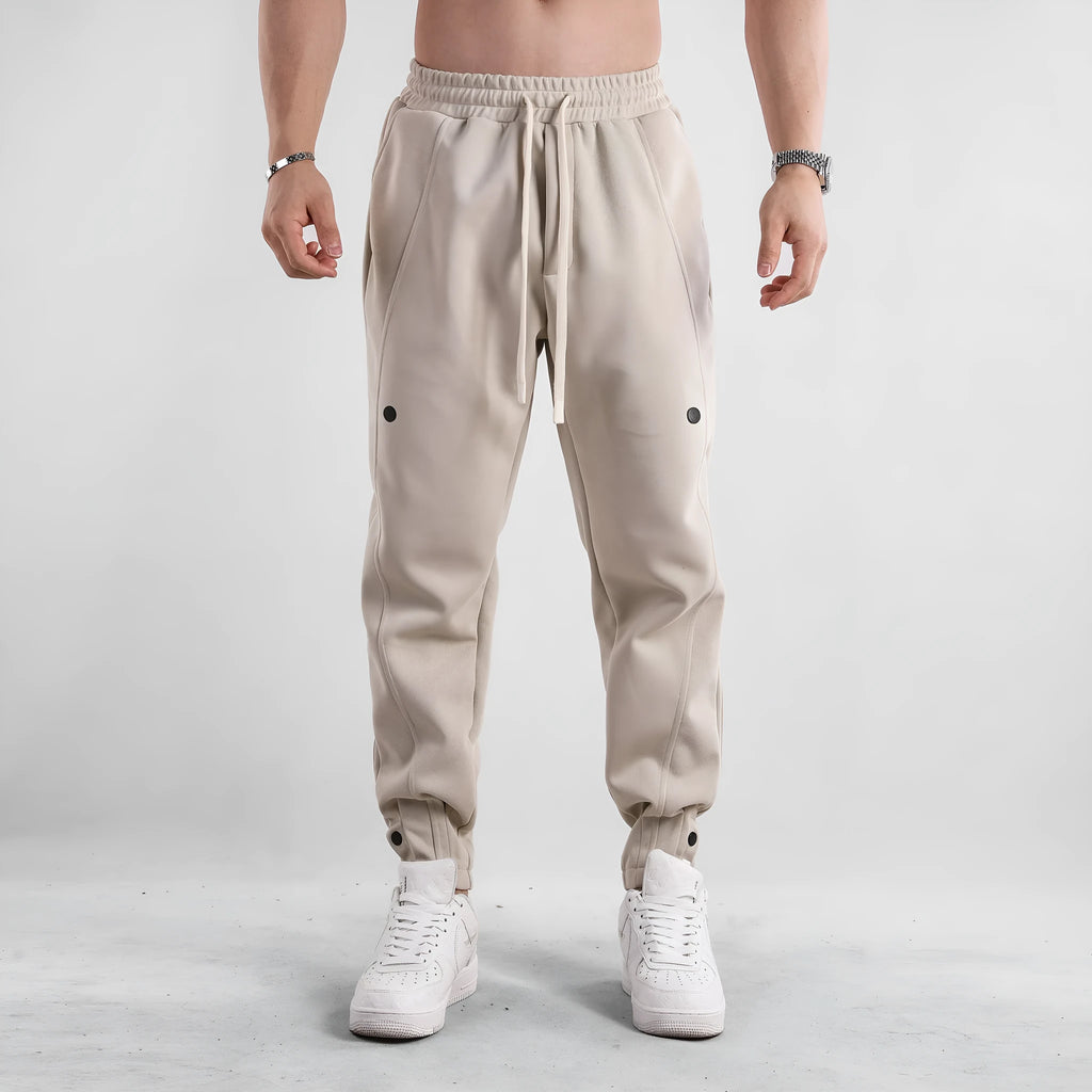 Men's loose-fit cotton casual trousers in light blue, mid-waist design, available in sizes M to XXXL