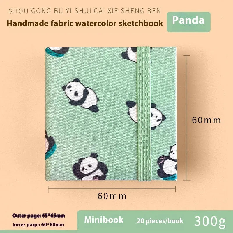 Feiluniao handmade fabric watercolour sketchbook with decorative cover, 185mm long.