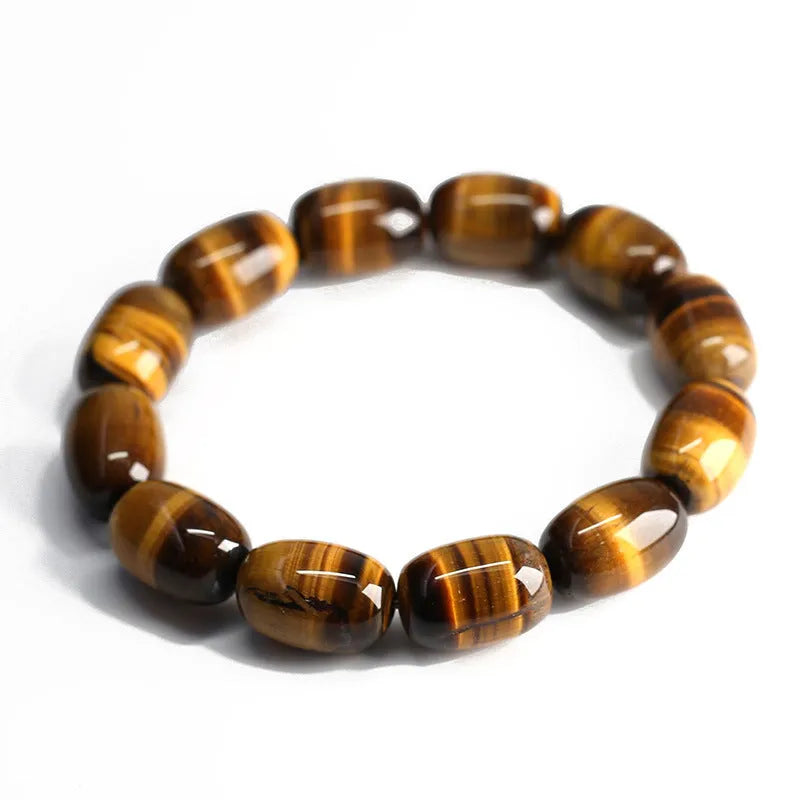 Natural yellow tiger's eye bracelet with 11mm beads in constellation pattern ethnic style