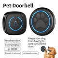 Black and white wireless pet training doorbell with waterproof touch button and receiver unit