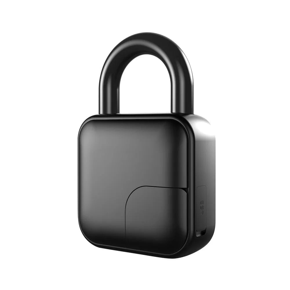 Black zinc alloy smart fingerprint padlock with Bluetooth for dormitory anti-theft security